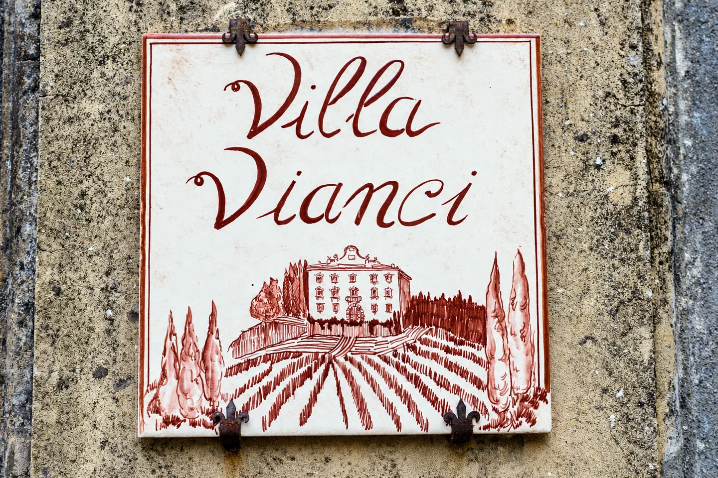Villa Vianci ceramic entrance sign